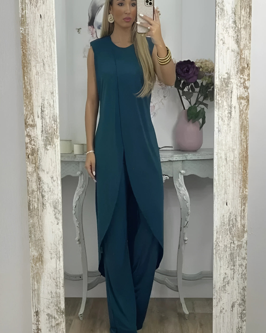 Conjunto Helena | Sem Manga - Linho Premium (Estilo Europeu)