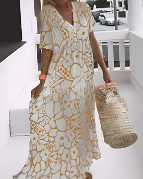 Vestido Longo Estampado Ágatha | Decote em V (Primavera 2025)