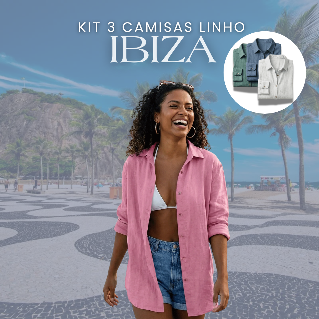Kit 3 Camisas Ibiza em Linho de Algodão – Design Semi Plissado
