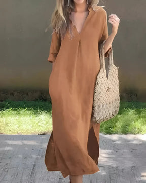 Vestido Chiara | Decote em V -Linho Premium (Queridinho das Blogueiras)
