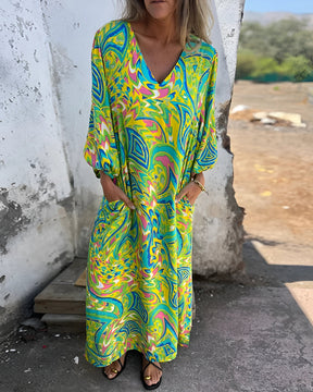 Vestido Pérola - Decote em V | Super Leve e Solto - Vintage (Primavera 2025)