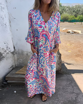 Vestido Pérola - Decote em V | Super Leve e Solto - Vintage (Primavera 2025)