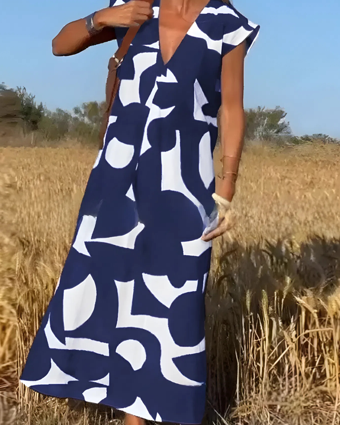 Vestido Portinho | Decote em V - Fresco e Soltinho (Estilo Europeu)